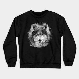 Wolf face black and white painted design Crewneck Sweatshirt